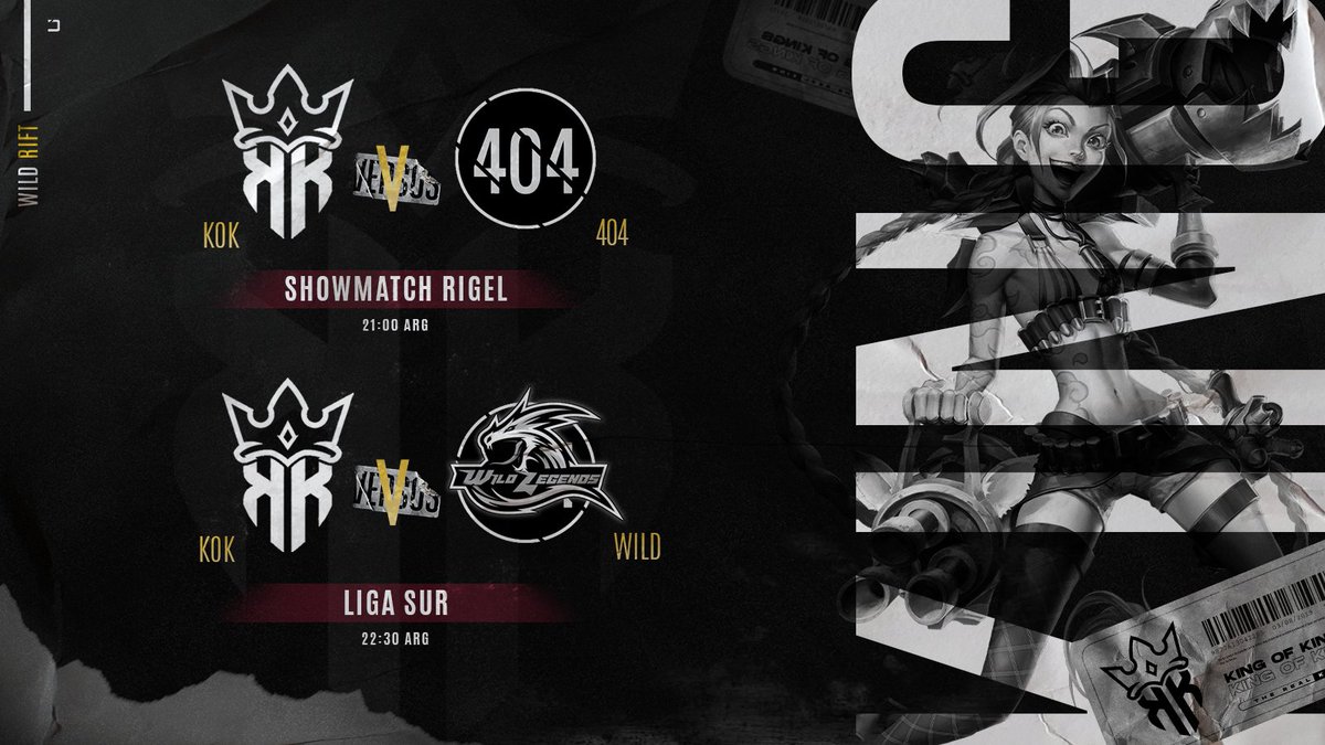 KingOfKings_GG's tweet photo. #WildRift | GAMEDAY

Doble jornada para nuestros reyes dentro de la grieta del invocador en donde buscarán alzarse con el doblete

🏆 #ShowMatchRigel &amp; @APGstats
🆚 @404TeamNF
⏰ 21:00hrs 🇦🇷

🏆 #LigaSur
🆚 #WildLegends
⏰ 22:30hrs 🇦🇷

🎨 @xDaniC_

#TheRealKing 👑 https://t.co/MpjQBcGeOX