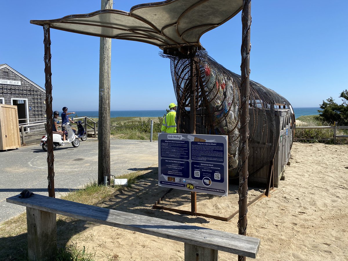 rdmcneil3's tweet photo. Our Moby sculpture is a waste receptacle at Surfside Beach to highlight the slow violence of coastal litter. DPW collaborated w/Billy Sherry,friends of David Ozias, WPI &amp; MMA to Make It Happen!  Please do your part to end coastal litter. #DPWMakesItHappen #NantucketMoby @neapwa https://t.co/hgqoHv2xxh