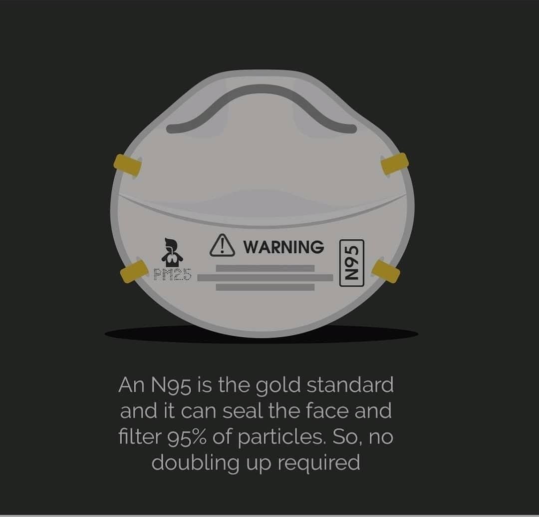 DGHisham's tweet image. Double masking (with a cloth mask on top of a medical grade mask) helps filter more particles than a single cloth mask alone. Although it’s not mandatory together with the face shield, it gives maximum protection.