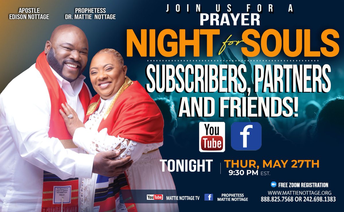 Catch us tonight for part 2 of praying for our subscribers, partners and friends! We will be crying out unto God for lost souls enter to into his kingdom! 

Be an evangelist, spread the word and invite a family or friend that you know needs salvation! 
(Mark 16:15-16)