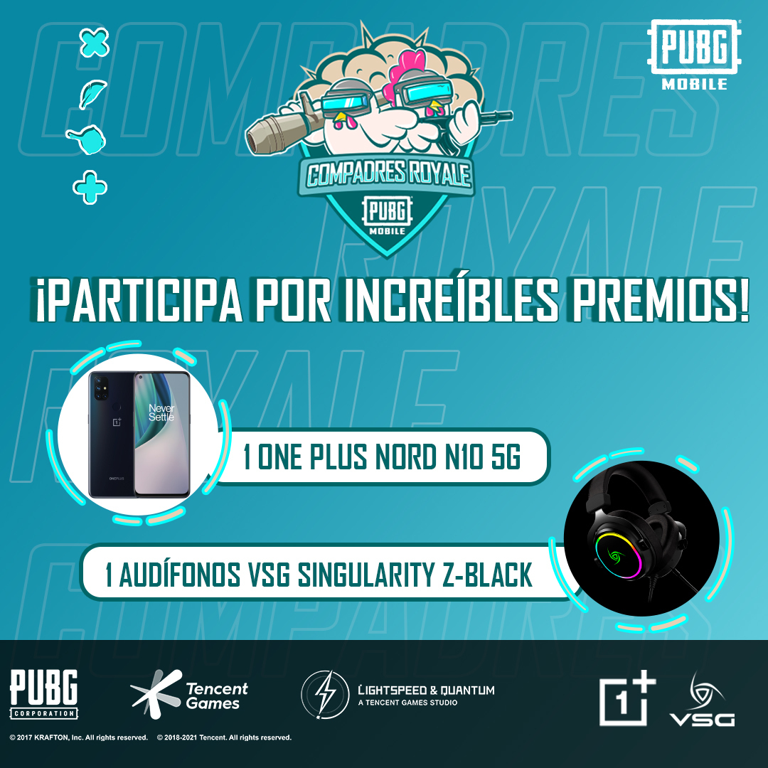 PUBGMOBILELATAM's tweet photo. ¡Estamos a horas de #CompadresRoyale! 🐔
⠀
Y como siempre, nuestros amigos de @oneplus_mex y @vsglatam tienen unos premios especiales para los espectadores 📲 🎧
🎁 https://t.co/2HjQjlxh1t⠀
⏰ 18:00 MX - COL | 20:00 ARG
📺 Facebook y YouTube https://t.co/6OdZyp4ov8