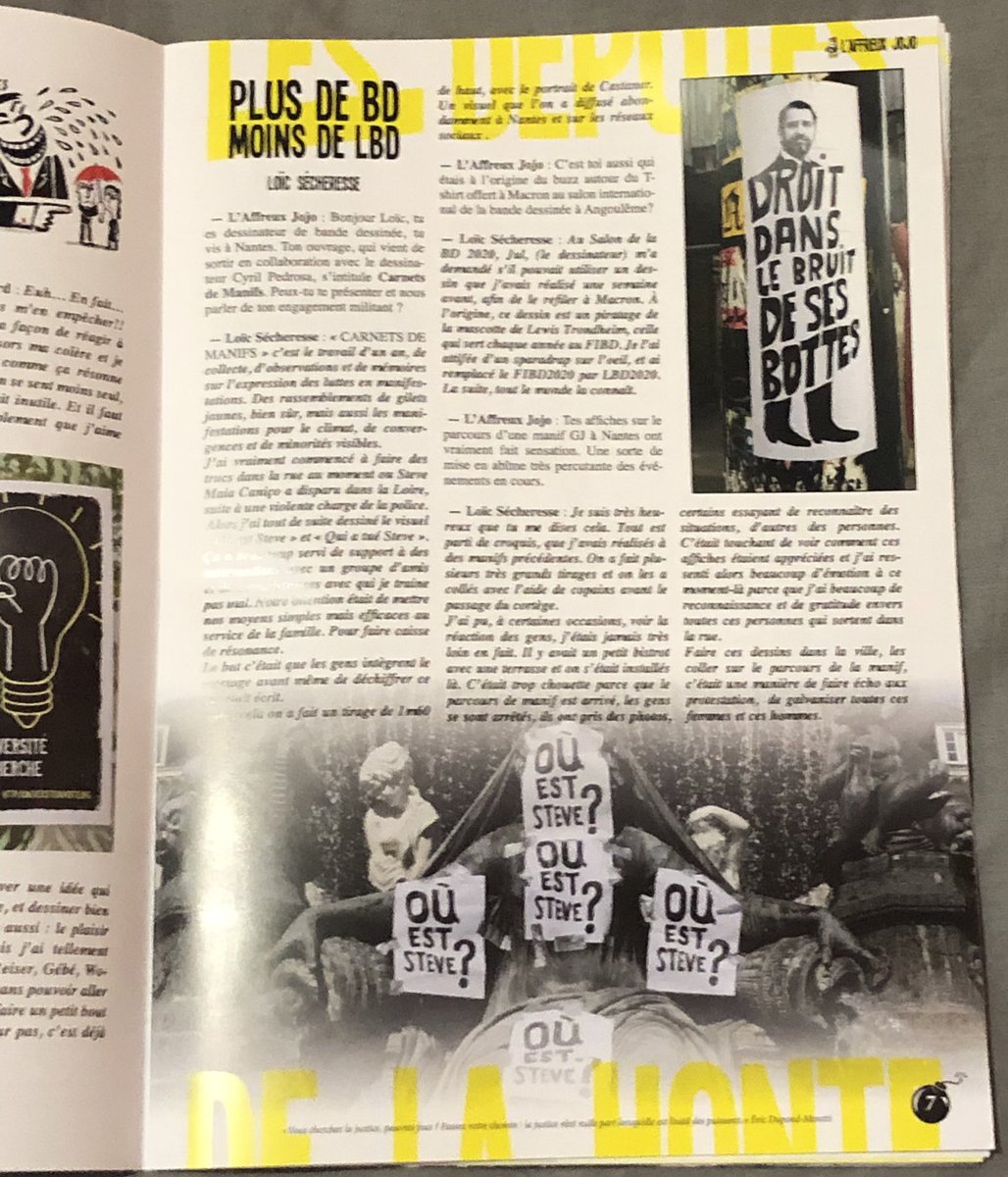 GNantais's tweet photo. 🤩 Voici le 8eme numéro de l’ #AffreuxJoJo . Numéro spécial : l’art dans les luttes avec des itw de @FredSochard @loicsecheresse @Nantes_Revoltee @Jim_DV #BlackLines #NoSe À PRIX LIBRE dans les manif de Nantes et alentours et manifestations de lutte! https://t.co/2POpNwgHWQ