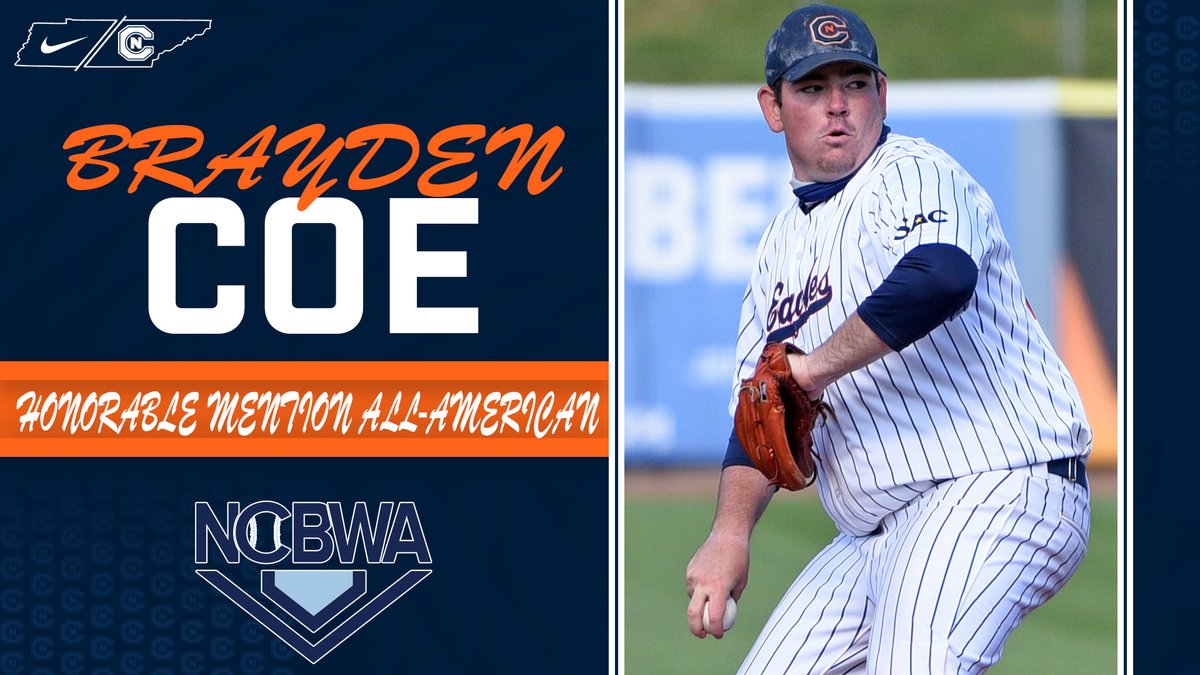 CNathletics's tweet image. 🇺🇲 @BrayCoe 🇺🇲

For the first time since 2012, @CNBaseball has an All-American thanks to the @NCBWA.

Brayden Coe is eighth Eagle in the program's NCAA history to earn the top honor in the land.

📰 bit.ly/3vtE0Bf