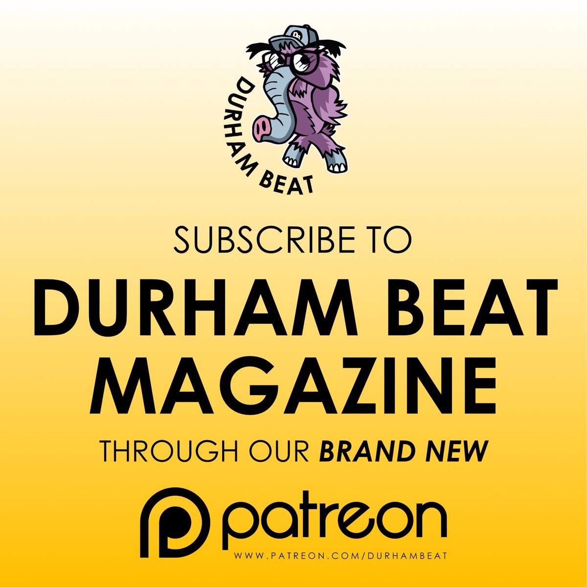 DurhamBeat's tweet photo. We are excited to announce that you can now SUBSCRIBE to Durham Beat Magazine! Through @Patreon we are offering 3 levels of support, including 2 subscription levels, so you can get our magazines and even our limited run shirts! SUBSCRIBE or LEARN MORE: https://t.co/eFgx2QfmSF https://t.co/Km8d9VixIS