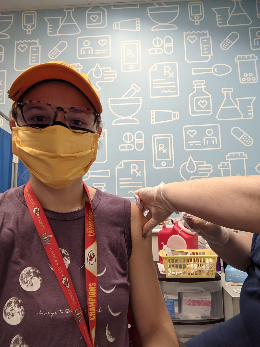 BloodLightYear's tweet photo. It never too late to post a picture of me getting my COVID-19 vaccine (from back in April)! Thank you, healthcare workers and scientists! #FullyVaccinated https://t.co/FKnqUVYQJM