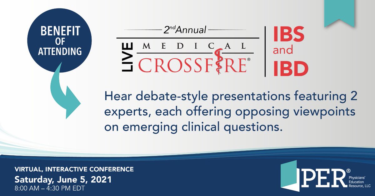 Join us for the 2nd Annual Live Medical Crossfire®: IBD and IBS as we provide insights into promising emerging therapies for IBS and IBD. Receive advice on management strategies for challenging clinical cases. Learn more here: bit.ly/3oWimTx
