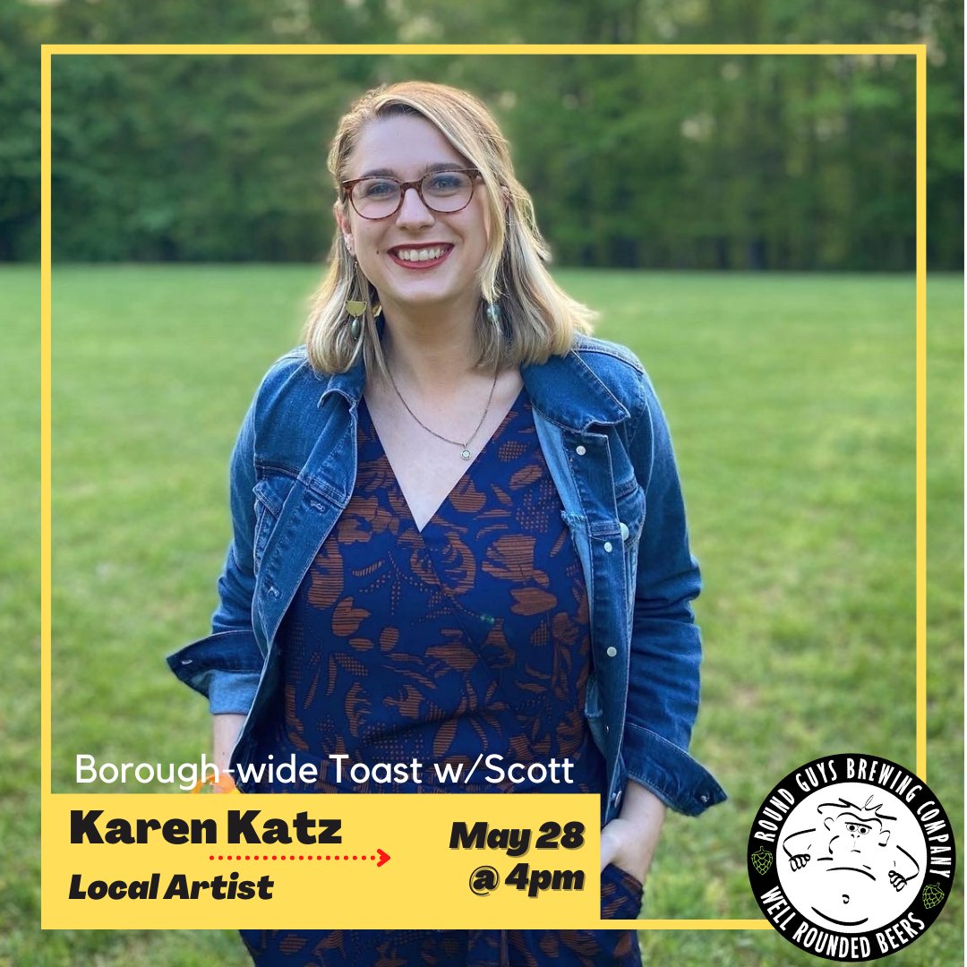 RoundGuys's tweet image. We're thrilled to host local artist, Karen Katz, Borough-Wide Toast tomorrow at 4pm. She has designed labels for popular beers such as our "Secret Garden," "Man Machine Poem," and "Rebirth of the Cool" Tune in live at 4pm! Roundguysbrewery.com/boroughwide

#craftbeer #localart #cannart