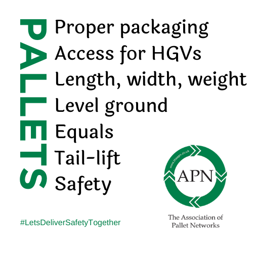 Pallet network companies need customers to help ensure the safety of tail-lift deliveries. Relay as much information as you can about the delivery site – access, gradient, road surface, parking restrictions. #LetsDeliverSafetyTogether
#SafetyIsEveryonesJob