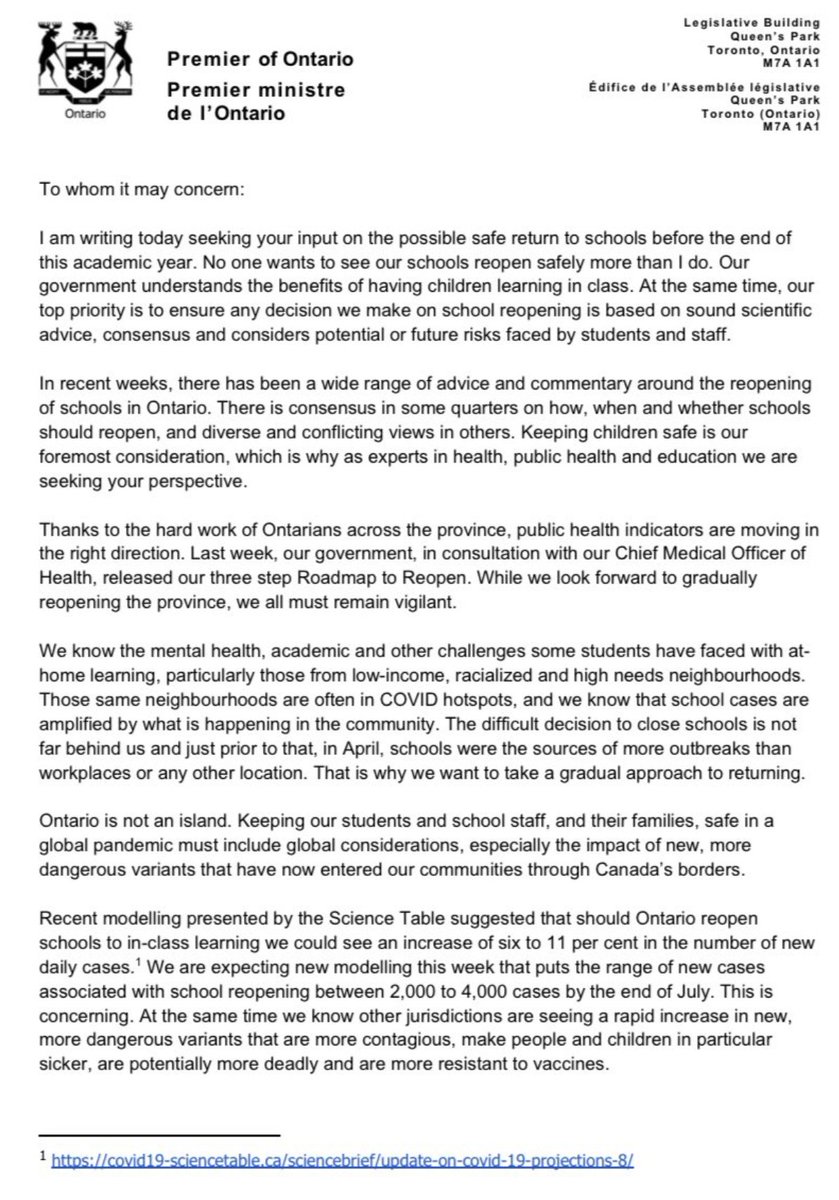 Nothing says, I care, like addressing your letter "To whom it may concern"

It concerns 2 million students, 4 million parents, 250,000 education workers.

It's May 27th and <a href="/fordnation/">Doug Ford</a> just now thinks to compose this letter requesting input?

#onpoli