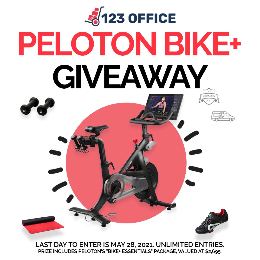 Tomorrow is the last day to enter! You could be starting your summer with a free Peloton Bike+. Unlimited additional entries are available after initial entry! To enter click here: bit.ly/3cqLson  #onepeloton #giveaway #fitnessgiveaway #pelotonbike #123officegiveaway