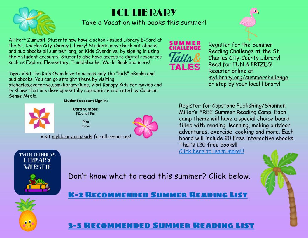 tce_library's tweet image. Click for link for some fun Summer Reading.
tcefzlibrary.weebly.com