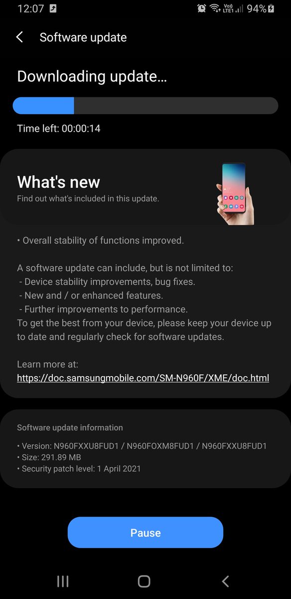 Gunasamss_YT's tweet photo. Samsung Galaxy Note 9 Has A New Update !!
Info:
Android Version: 10.0 Q
One Ui Version: 2.5
Security Patch Level: 1 April 2021
Update Size: 291.89 MB
==
#Samsung #SamsungGalaxyNote9 #SamsungUpdates #SamsungUpdate #SamsungOneUi2 #OneUi2 #Android10 #Android10Note9 https://t.co/590nhgXUE5