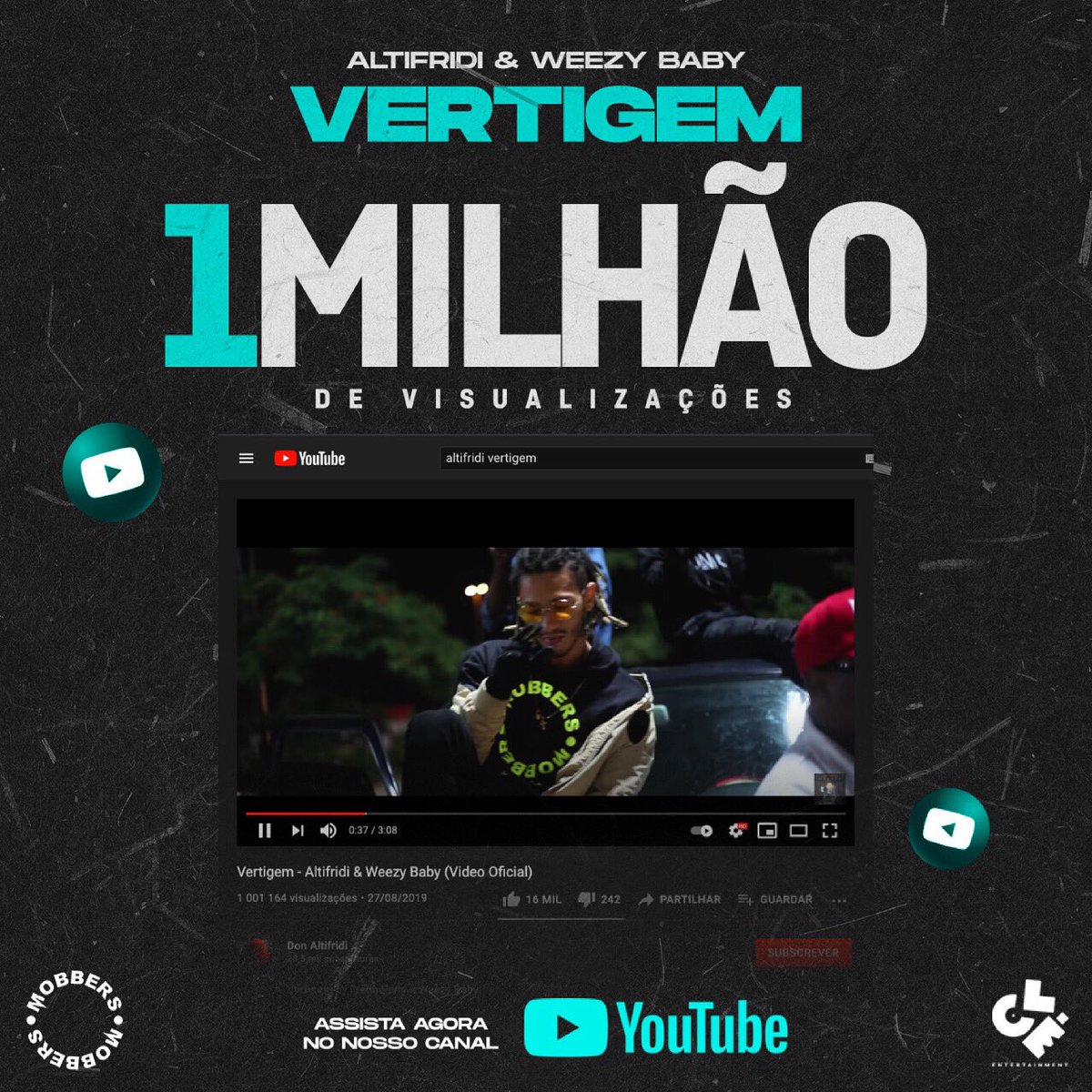 altifridi's tweet photo. 1.000.000 de visualizações, Primeiramente agradecer a Deus, a mim e ao @weezy_bab por ter feito esta obra de arte, agradecer tbm os meus irmãos  que deram sangue e acreditaram no projeto, sem esquecer vocês fam, que partilharam e impulsionaram a música… Obrigado ✊❤️ .. https://t.co/FVklS4t2wK