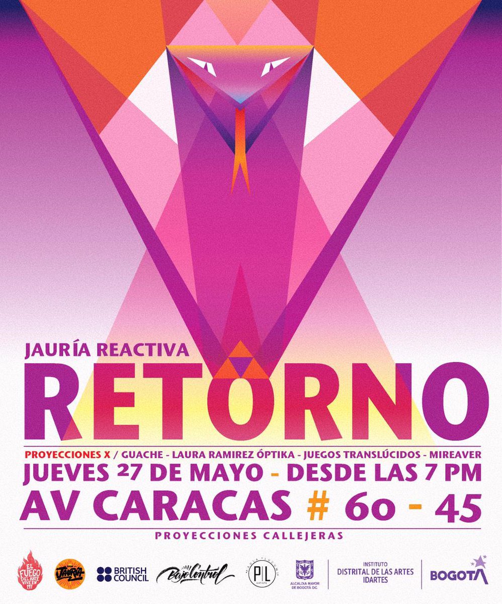 #AgendaCartel | #CasaJauría vuelve a activarse con #Retorno, desde las 7:00 p.m. caiga con el parche para una noche de proyecciones callejeras y mucha resistencia con los artistas: <a href="/optika/">Laura Ramirez/Optika</a>, #Mireaver, @GuacheStreetart y #JuegosTranslúcidos.