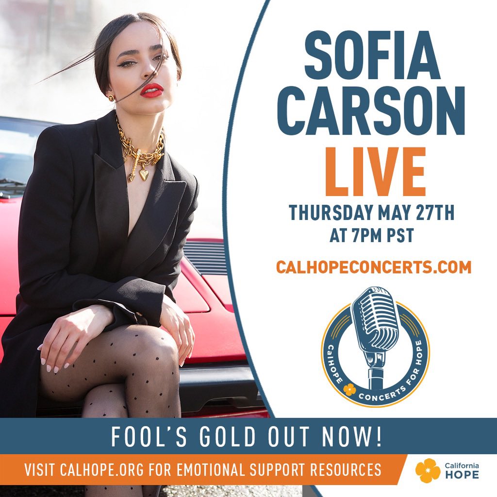 SofiaCarson's tweet photo. Can’t wait to perform live tonight at the CalHOPE Concerts for Hope at 7PM PT on https://t.co/Pr3jrxzkGC🤍
#HopeLivesHere #CalHOPEConcerts #ImListening I love you foolishly @Audacy 🤍 https://t.co/wXe0JG3CcH