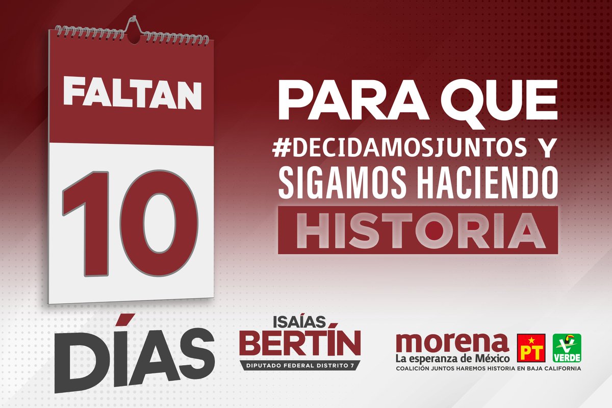 isaiasbertinbc's tweet photo. ¡Faltan 10 días para reafirmar la transformación de #BajaCalifornia! Vamos juntos por el Distrito 7.
#SomosDel7
#VotaMorena 
#DecidamosJuntos https://t.co/m9nRWvnS0I