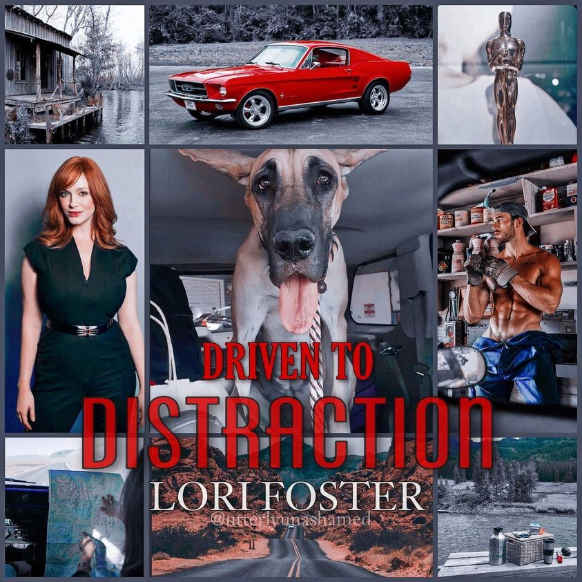 LoriLFoster's tweet photo. Check out this amazing collage for DRIVEN TO DISTRACTION, made by @utterlyunashame If you've read the book, I'm sure you recognize Howler the dog! ❤️ And that gorgeous Mustang? And Brodie, losing his pants! 🤭 
See the series here: https://t.co/UYVqglErM4 https://t.co/t2wbxhQcbr