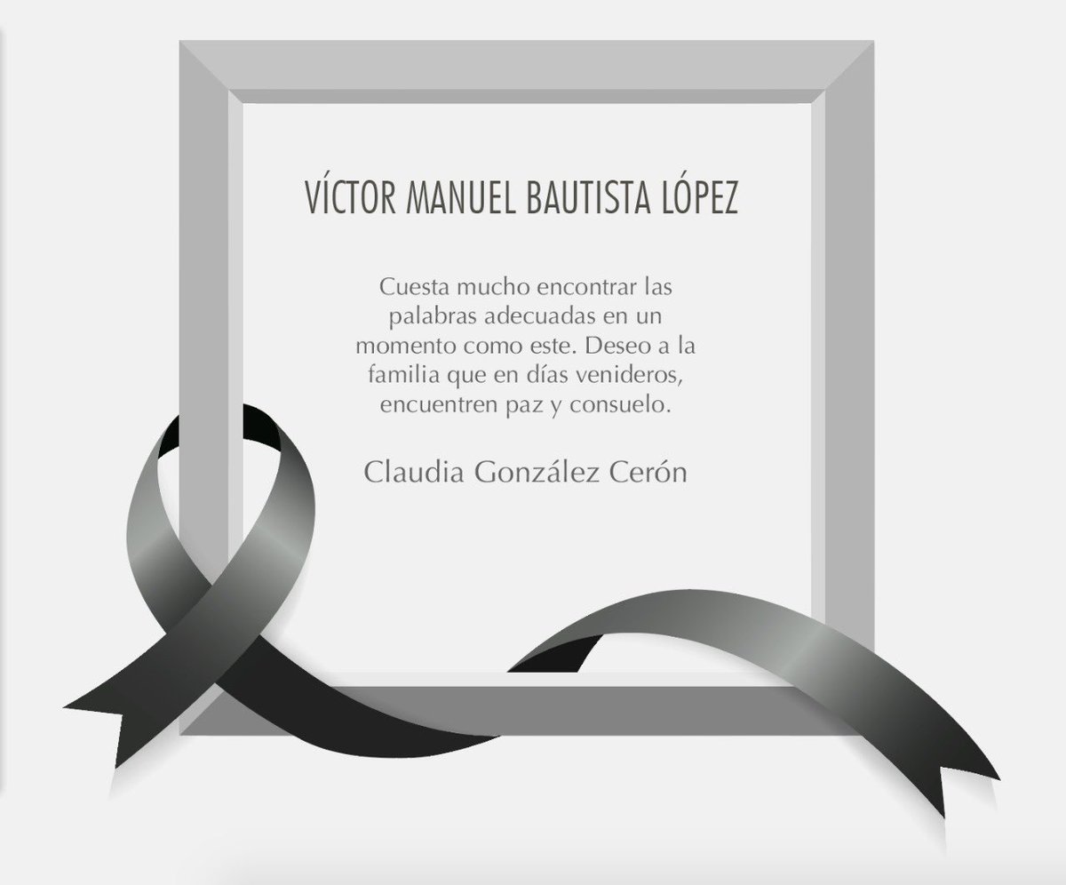 Lamento el sensible fallecimiento de Víctor Manuel Bautista López. Deseo que su familia pronto encuentre resignación. 

Descanse en paz.