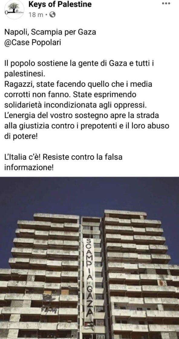 rubio_chef's tweet photo. Grazie Scampia, grazie Napoli. ✊🏼🇵🇸 #freepalastine #FreePalenstine #TerroristIsrael https://t.co/pUf8TqzHCL