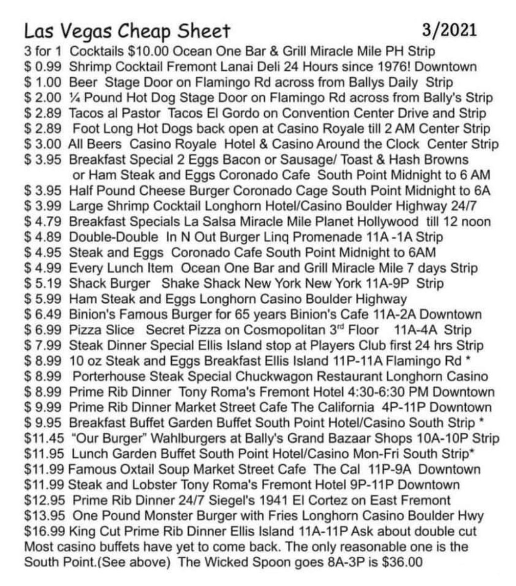 LasVegasLocally's tweet photo. Great list of cheap food deals, via @Pennys4Vegas. 🍤 https://t.co/kozDeKZ658