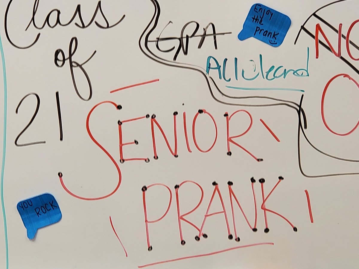 alexsantoyo75's tweet photo. Came back from a graduation site visit and found my office looking like this. I'm humbled by your appreciation and honored to be your principal @HMLclassof2021. I can't wait to see 100% of you graduating soon. #SeniorPrank #NotTakingDown @HMLSrHighSchool #WhyYouShouldBeATrojan https://t.co/ZB5XdR6Cjv