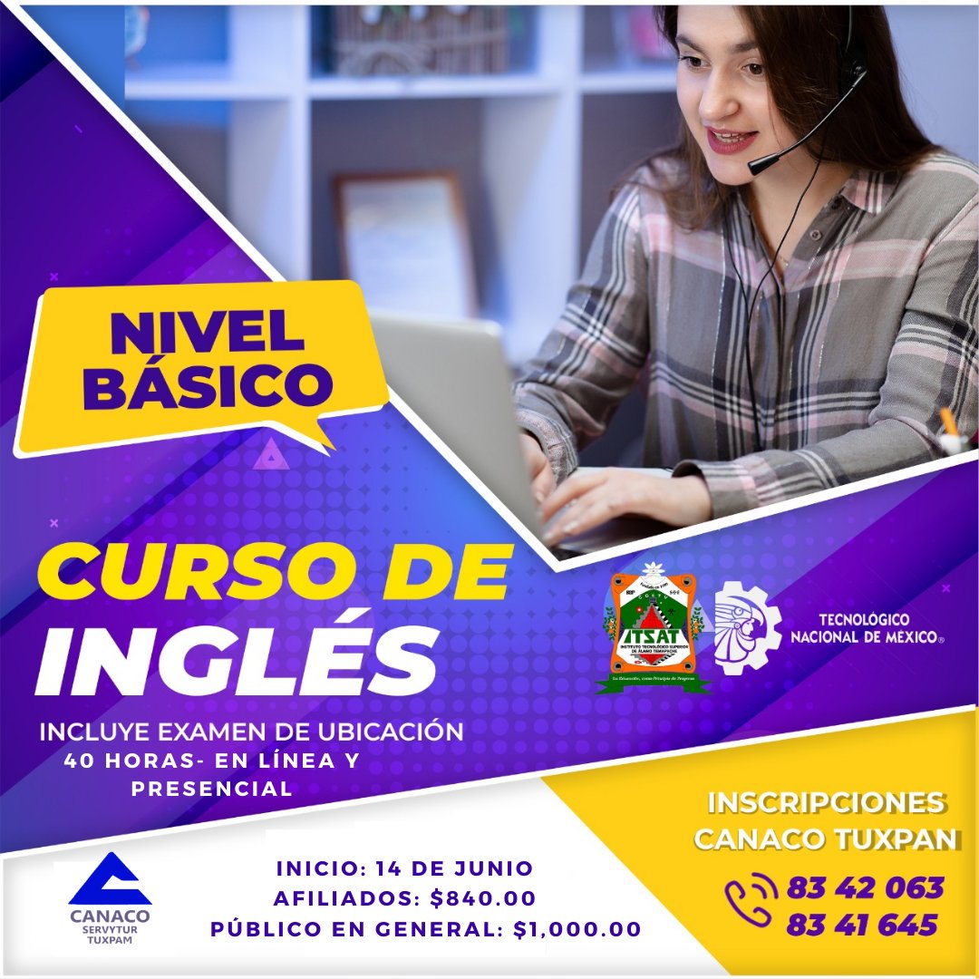 CANACOTUXPAM's tweet photo. 📌14 de Junio
Curso de Inglés: En línea y presencial 🤩
Inscripciones abiertas✅
¡Contáctanos! 📞 https://t.co/KkH1alPBOW