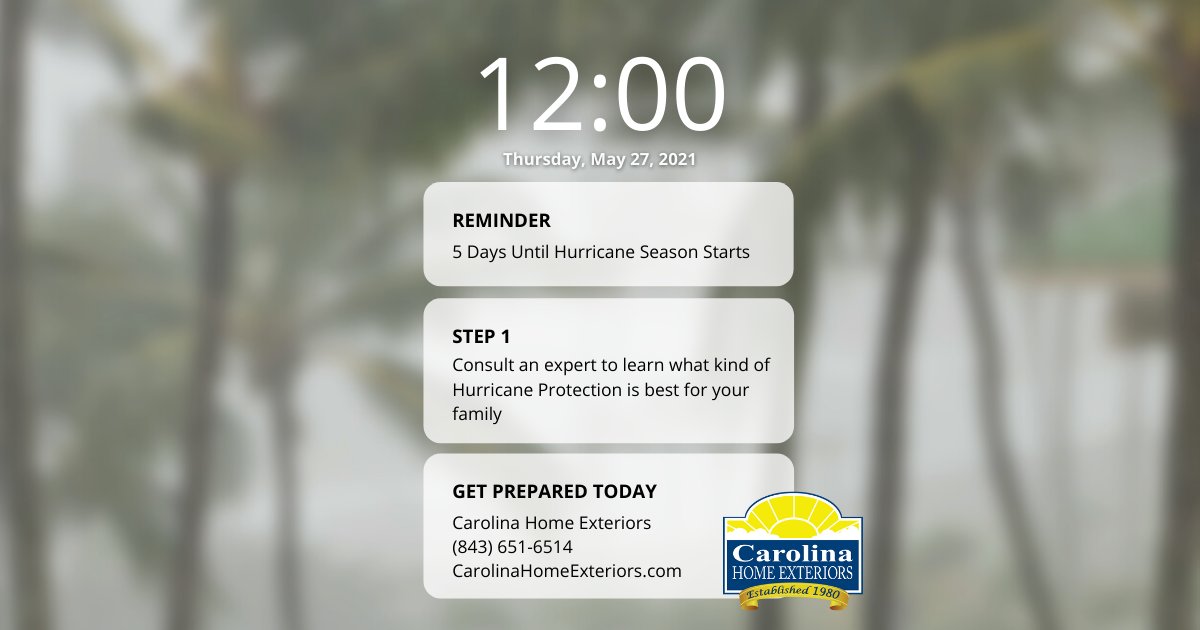CarolinaHomeExt's tweet photo. We offer a variety of hurricane protection options. Choose from aluminum hurricane panels, easy hurricane shutters, push-of-a-button hurricane screens, and more. Give us a call to learn more!
#hurricaneseason2021 #beready #countdownhasbegun https://t.co/SSBENQo8jA