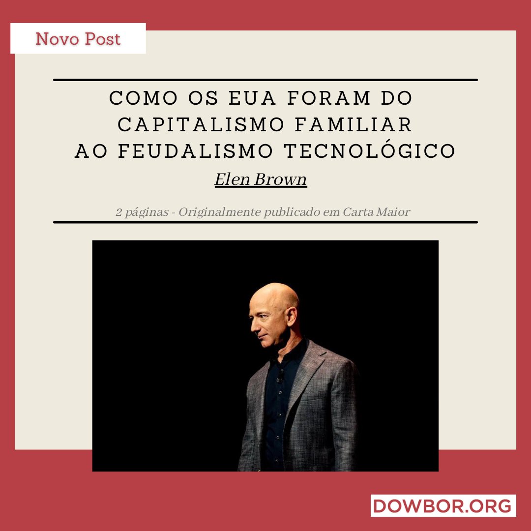 ldowbor's tweet photo. Excelente artigo de Elen Brown: A crise de 2020 criou a maior desigualdade de riqueza na história. A classe média, o capitalismo e a democracia estão sob ameaça. O que deu errado e o que pode ser feito?
Leia diretamente no link: https://t.co/0Czw6evMh9 https://t.co/6M1WFXFSNs