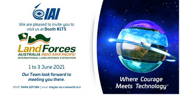 ILAerospaceIAI's tweet photo. Expanding our global presence, IAI opens our local office in Australia 🇦🇺 🦘 

Visit our reps next week at Land Forces Expo, 2021, Booth #1T5

@LandForces_Expo https://t.co/5MRXDxaoW6