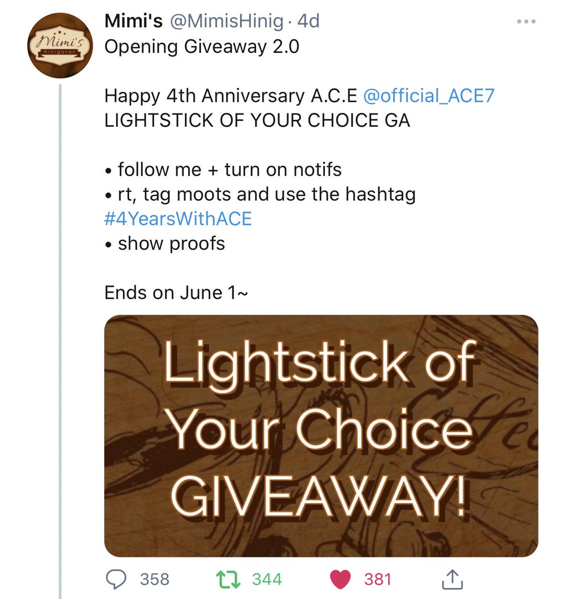 exoloveraeri's tweet photo. @MimisHinig @official_ACE7 thank you so much po! 🥺 eribong ver 3 po please
@aeridescentexo @phixolee @chanloey040 @weareoneEXO #4YearsWithACE https://t.co/zxaFtb4WpT