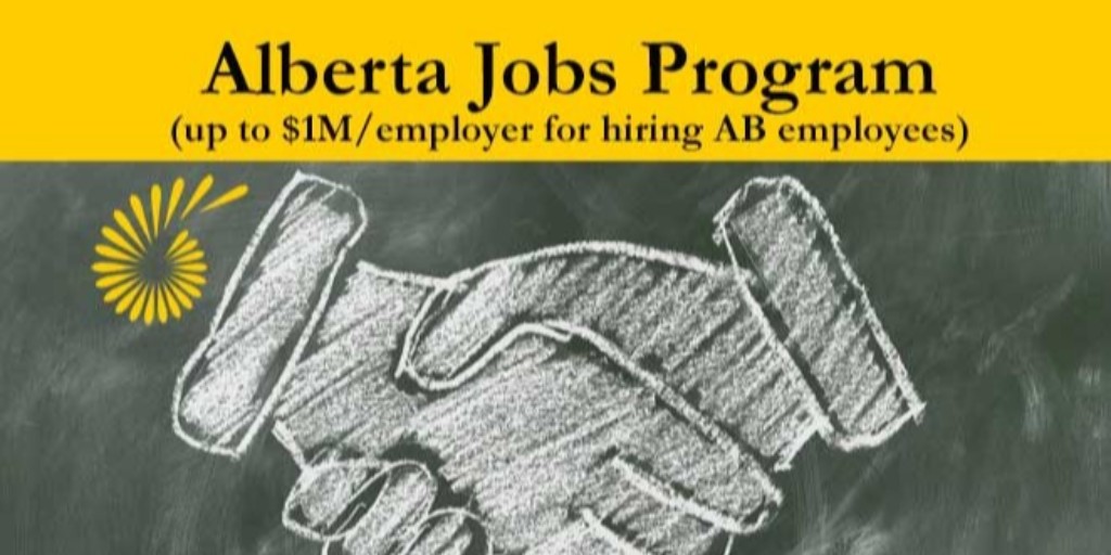 ATTENTION ALBERTA EMPLOYERS:

Alberta Jobs Program provides private company and NPO employers with up to $1M in funding to help with hiring new staff.  Find out more here ow.ly/MANx50EWX1W

#yycbusiness #yegbusiness #albertabusiness #smallbusiness 
#entrepreneur