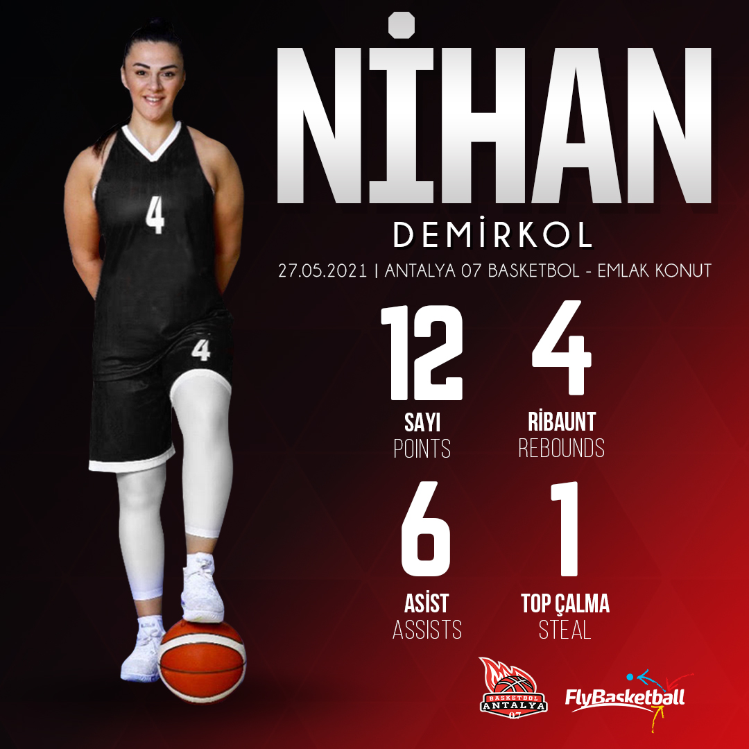 📋 TKBL final serisi ikinci maçında oyuncumuz Nihan Demirkol'un, Emlak Konut karşısındaki performansı. #FlyStats