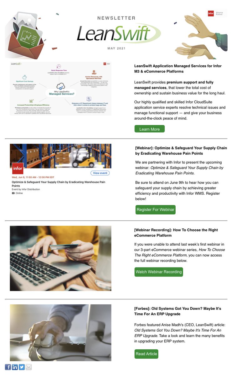 LeanSwift's tweet image. Check out LeanSwift's May 2021 Newsletter. This edition is full of the latest ERP industry news &amp;amp; the exciting work LeanSwift is doing.
hubs.li/H0Pb4Rc0