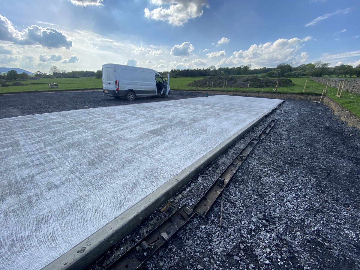 BeebeeBolton's tweet photo. One step closer to setting up the sheep system. Sunshine and dry weather arrived just in time for concreting. Building ordered. Fencing Site off next #sheepfarming #newyard https://t.co/MQom6IKtgc