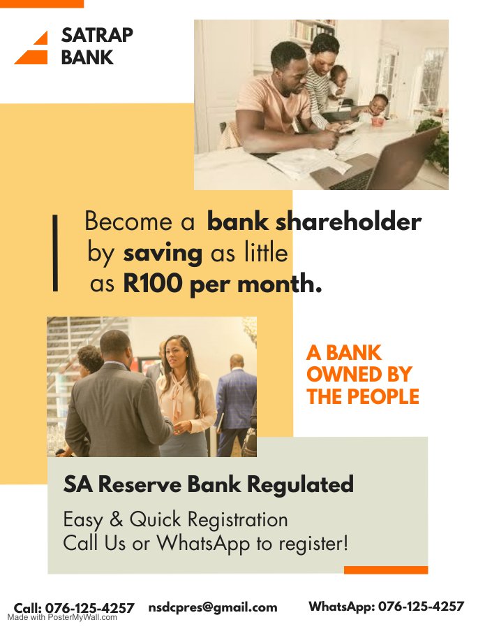 SaProviders's tweet photo. SATRAP Cooperative Bank - The People's Bank. 
Now is the time. https://t.co/2z92sZfa4E