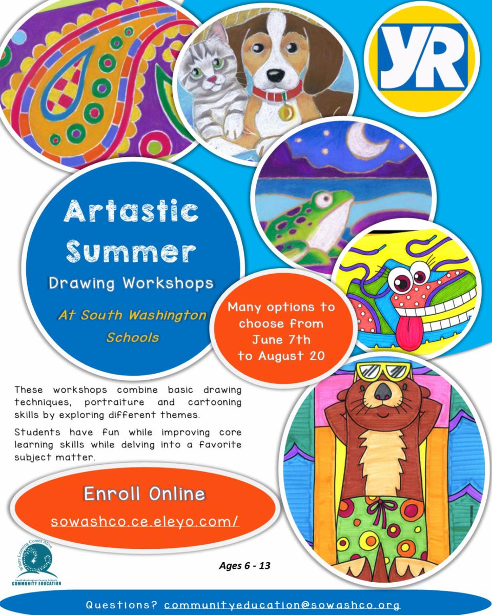 Create your own cartoons! Learn to draw. Young Rembrandts has lots of creative opportunities this summer! conta.cc/3yuKhi6