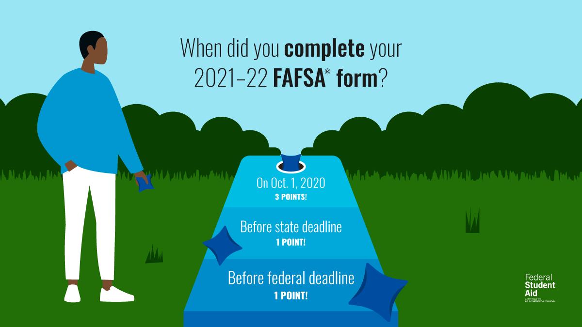 You may have missed out on scoring three points, but you can still put points on the board by heading to fafsa.gov