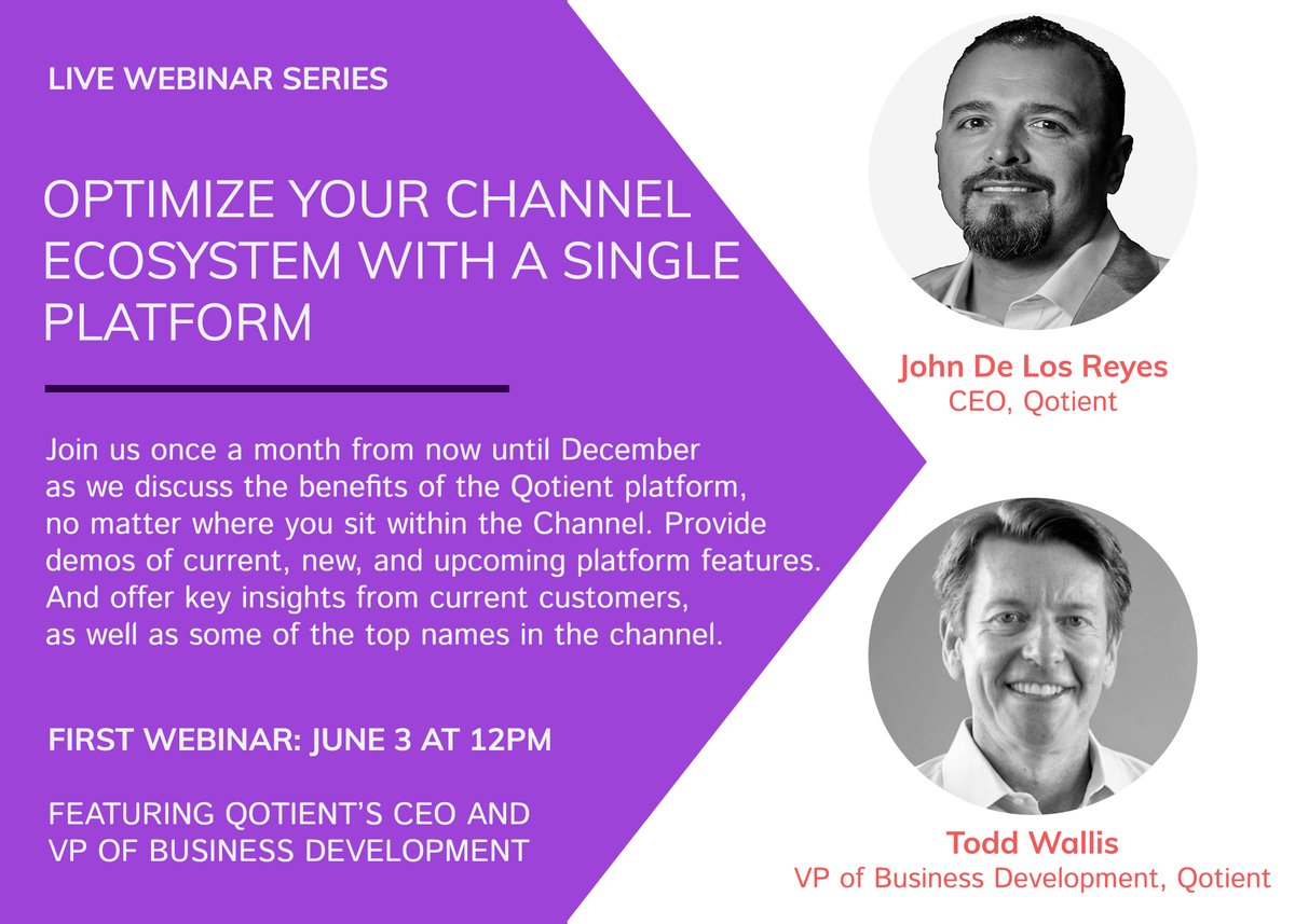 Qotient's tweet photo. Starting next Thursday, we invite you to join us once a month to learn more about the Qotient platform and hear from our Channel Experts. Register now using the following link: https://t.co/T0I4HepPeR https://t.co/i98Uu2mbu5
