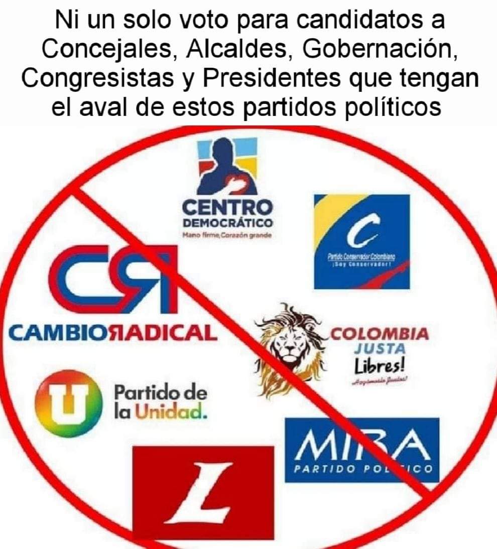 german_manjon_b's tweet photo. 1/2 Colombiano #NiUnVotoMas por estos Partidos y Congresistas corruptos cómplices y asesinos de jóvenes. Hagamos le ver a estos senadores que no mas, que ellos no los representan y que los campaña cambiar...NI UN VOTO MAS. 👇 https://t.co/bu2DomI9Xx