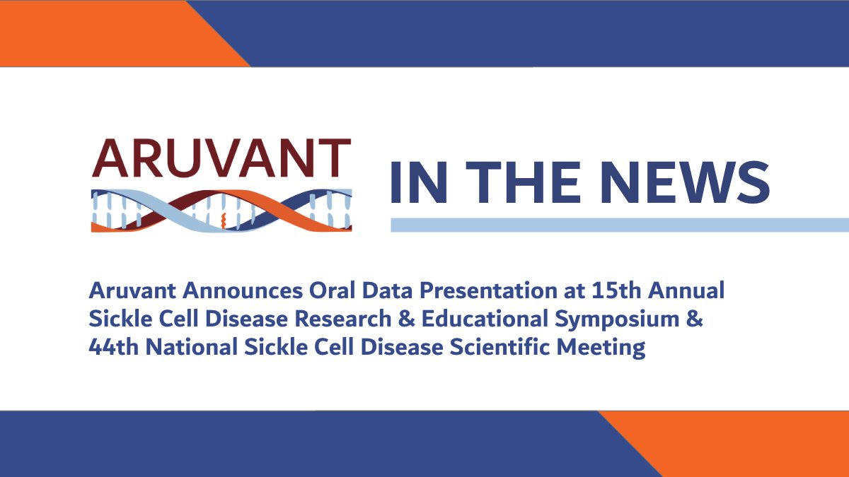 AruvantSciences's tweet photo. Dr. Asnani presents data from the MOMENTUM study of ARU-1801 as a potentially curative lentiviral gene therapy for SCD that can be delivered without exposing patients to high intensity chemotherapy.
Learn more: https://t.co/46OVoJBmPG
#aruvant #sicklecelldisease #rarediseases https://t.co/BfEAZMhrKs