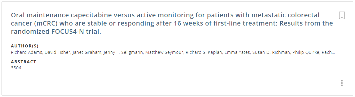 giconnectInfo's tweet photo. At #ASCO21, we are proud to inform you that several @giconnectInfo experts will share exciting results or lead great discussion/debate: @JenSeligmann co-authored the presentation on the results from the #FOCUS4-N trial in #mCRC. #MedEd https://t.co/MkEZo74b7w https://t.co/pwvh5qL4kk