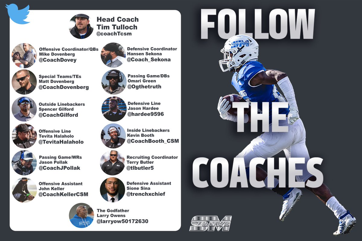 CSM_Football's tweet photo. Who’s next??
#TheProcessBeginsHere 

@coachTcsm 
@Coach_Sekona 
@CoachDovey 
@Ogthetruth 
@CoachGilford 
@tlbutler5 
@CoachDovenberg 
@CoachBooth_CSM 
@CoachJPollak 
@hardee9596 
@TevitaHalaholo 
@trenchxchief 
@CoachKellerCSM 
@LarryOw50172630 https://t.co/VLN7AhWxM6