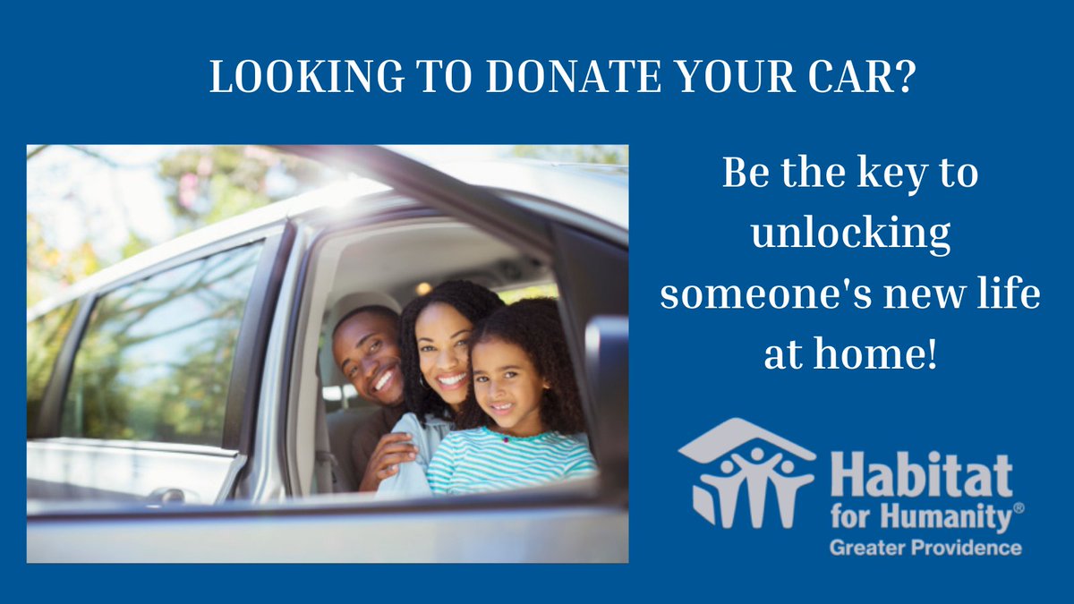 HabitatPVD's tweet photo. Donate your car today and help HabitatPVD build homes! All net proceeds from the sale of your vehicle will help local families in the Greater Providence area. 

Visit https://t.co/AUZxwzDGRk 
to donate!! 

#habitatpvd #habitatforhumanity #rhodeisland #nonprofit #carsforhomes https://t.co/LHdRawRP00