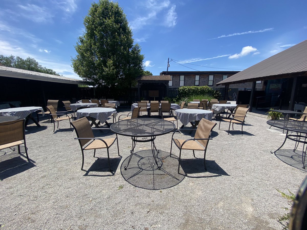 Our patio is all set up for Chef Tom's famous barbecue dinner (and to listen to Miss Charlotte's beautiful singing voice!) Who is excited for this summer?