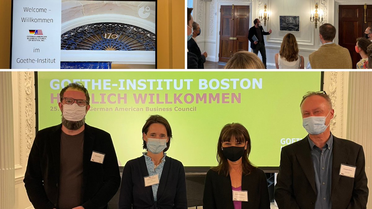 GABCBoston's tweet photo. All smiles!! Thank you @GI_Boston for opening your doors to #GABC to tour the beautiful building and to @moRoemisch for introducing us to #Bauhaus in New England. Thank you CG Menzenbach for joining our #first #inperson event in 2021! @GermanyinBoston #happymembers #networking https://t.co/p6XtIvEFqn