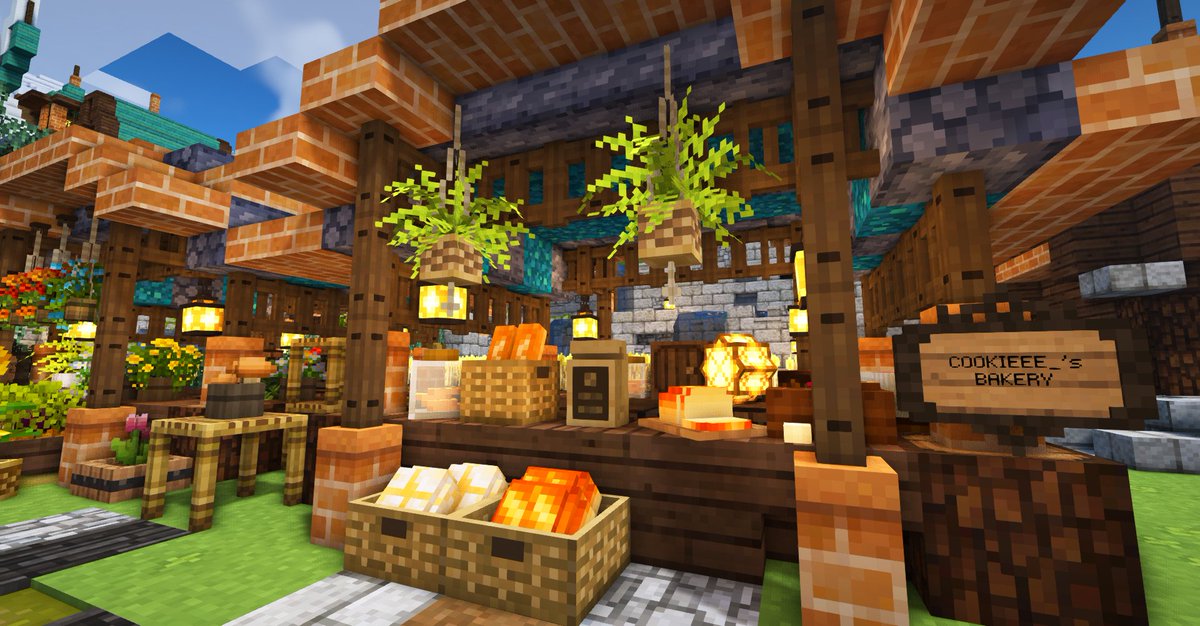 OdoMame8's tweet photo. Stalls! 
. 
Texture Pack:
🍀Mizuno's 16 (1.16.4) 
🍀Mizuno's Invicible Item Frame
🍀Mizuno's CIT Pack (1.16.4) 
. 
. 
#minecraft #minecraftbuilds #minecraftsurvival #minecraftdecorations #minecrafters #minecraftdaily #minecraftstalls #stalls #minecraftjava #flowerstalls #bakery https://t.co/cT7K1N9HMQ