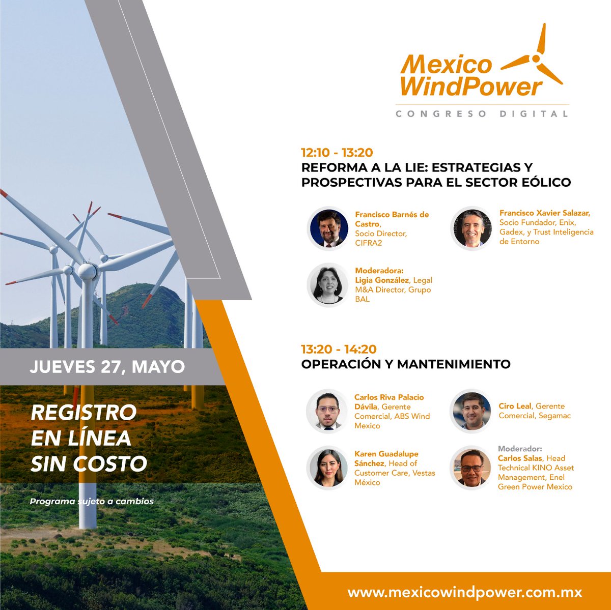 mexicowindpower's tweet photo. Ya comienza nuestro siguiente bloque de conferencias. Ingresa sin costo aquí https://t.co/m7GW4GsaWs
#Cifra2Consultores #ENIX #GrupoBAL @AbsWind @Vestas @EnelGroup #Segamac https://t.co/s3H3YgSXBG