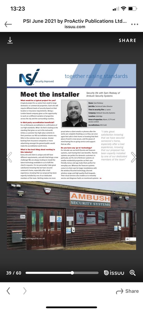 AmbushSec's tweet photo. 🎉Press coverage!! 🗞 

We are pleased to share that we have been featured on @psimagazine June magazine edition - pages 9, 20, 39, 40 and 41 - with our “The Bottom Line” interview, “Meet the Installer” interview, a social media feature and even mentioned on the front page! https://t.co/35CsEbHXf1