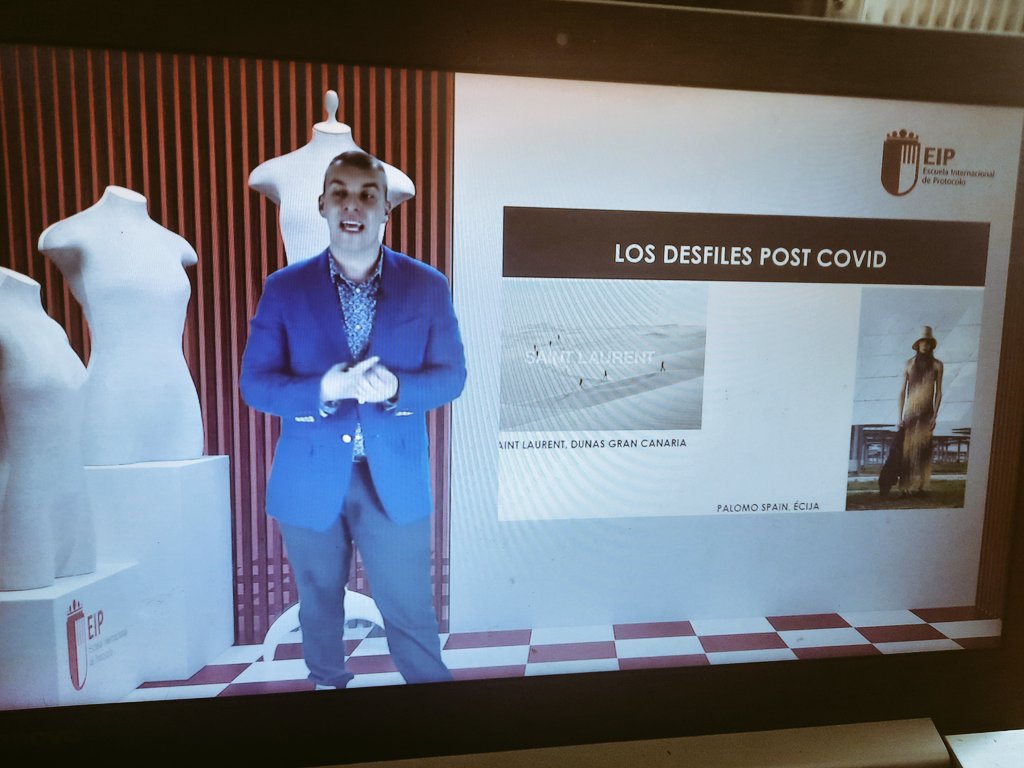 Aishaeventos's tweet photo. Muy interesante masterclass de @GrupoEIP "La organización de un #desfiledemoda" con David Cabaleiro de @PinupShowroom
#protocolo #comunicacionempresarial #eventos #eventospostcovid #eventoseguro https://t.co/RYg7Xqvul7