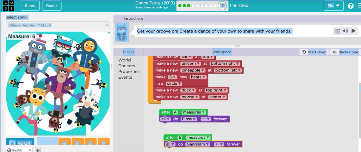 Today was the letter D in our ABC countdown. D is for Dance Party! On top of a real dance party, students also coded their own! This was a great addition to Course B, which students just completed. I can't thank code.org enough! So AMAZING (and free)! <a href="/TeachCode/">TeachCode</a>